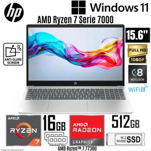 LAPTOP HP R7-7730U 16GB RAM 512GB SSD 15.6 PULG FHD W11