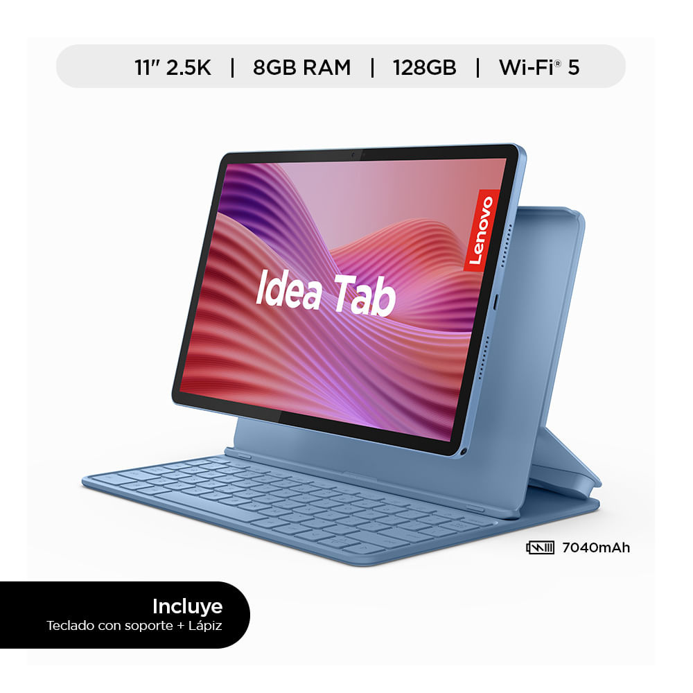 TABLET LENOVO IDEATAB 8GB RAM 128GB 11 PULG IPS 2.5K WI-FI 5 – HASTA 2TB MICROSD COLOR POLAR BLUE