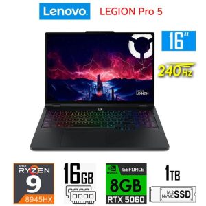 LAPTOP LENOVO LEGION 5-PRO R9-8945HX 16GB RAM DDR5 1TB SSD 8GB RTX5060 16 PULG WQXGA W11