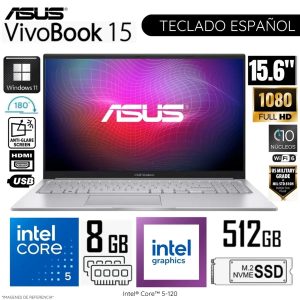 LAPTOP ASUS CORE5-120U 8GB RAM 512GB SSD 15.6 PULG FHD W11