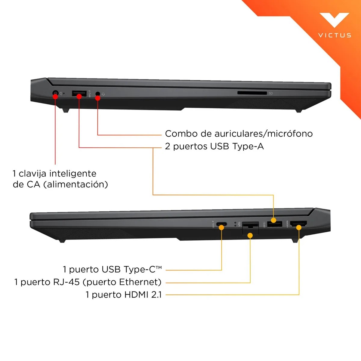 LAPTOP HP VICTUS R7-7445HS 16GB RAM DDR5 1TB SSD 6GB RTX4050 15.6 PULG FHD W11 - Imagen 5