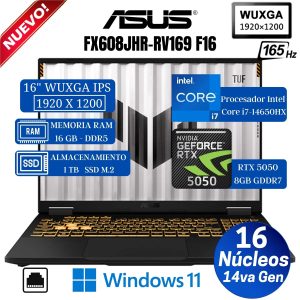LAPTOP ASUS TUF F16 I7-14650HX 16GB RAM DDR5 1TB SSD 8GB RTX5050 16 PULG WUXGA
