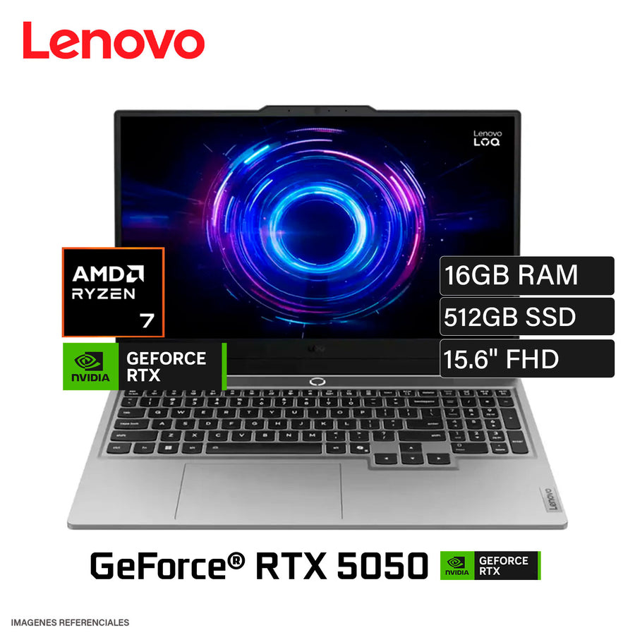 LAPTOP LENOVO LOQ R7-250 16GB RAM DDR5 512GB SSD 8GB RTX5050 15.6 PULG FHD W11