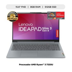 LAPTOP LENOVO IDP3 R3-7320U 8GB RAM DDR5 512GB SSD 15.6 PULG FHD W11