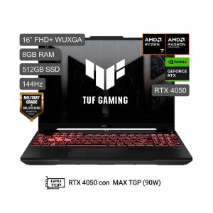 LAPTOP ASUS TUF R7-170 8GB RAM DDR5 512GB SSD 6GB RTX 4050 16 PULG WUXGA W11