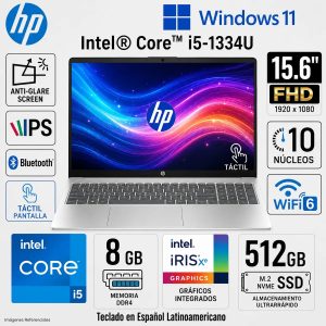 LAPTOP HP I5-1334U 8GB RAM DDR5 512GB SSD 15.6 PULG - TACTIL