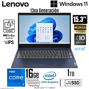LAPTOP LENOVO I7-13620H 16GB RAM DDR5 1TB SSD 15.3 PULG WUXGa